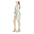 thumbnail image 3 of INC Womens Silver Long Sleeve Jewel Neck Above The Knee Evening Dress XS, 3 of 4