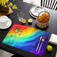 thumbnail image 4 of Rainbow Tie Dye Wave Pattern Summer Placemats Table Placemats Set Of 4-Linen Kitchen Washable Placemats Table Mats 11.8"x17.7" Non-Slip Heat Resistant, 4 of 6