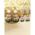 thumbnail image 3 of Set of 2 Multicolor Stones Beads Clustered Traditional Jhumka Earrings For Women, 3 of 7