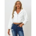 thumbnail image 3 of DARING DIVA Women's Faux Fur Zip Up Casual Fuzzy Hooded Crop Jacket XL White, 3 of 6