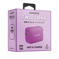 thumbnail image 3 of Liquipel Powertek 20W PD USBC and 18W USBA Dual Port Wall Block Charger, Type C Fast Charging Cube, Wall Power Adapter Plug, Two Tone Purple, 3 of 7