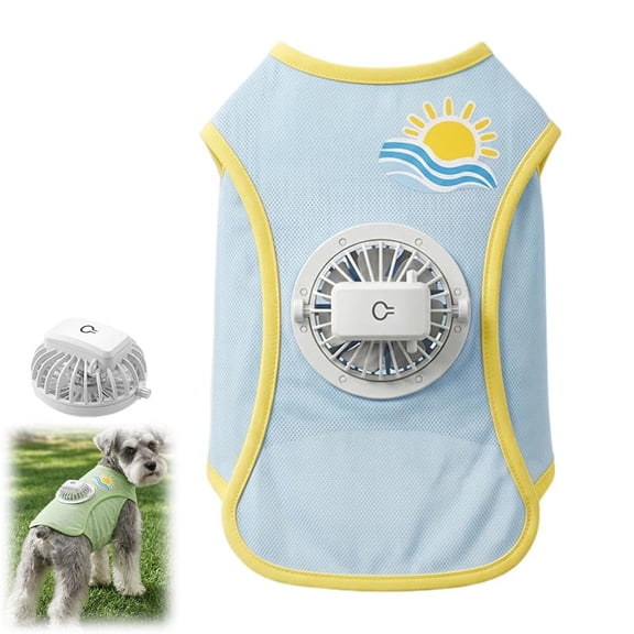 Dog Cooling Vest with Fan, 3-Speed Adjustable Wearable Fan Vest for Small Dogs, Breathable Hollow-Knit Summer Dog Vest, Rechargeable Pet Air-Conditioned Jacket for Walking Hiking