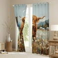 thumbnail image 3 of Manfei Watercolor Highland Bull Curtains Pack of 2 (42x84 Each), Daisy Blossoms Curtains Blackout, Rustic Lodge Cabin Living Room Curtains, Luxury Bedroom Decor, 3 of 6