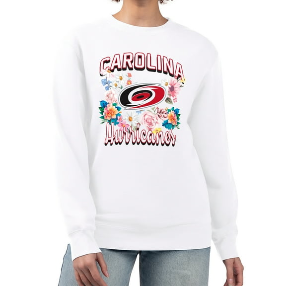 Women's G-III 4Her by Carl Banks White Carolina Hurricanes Flower Logo Pullover Sweatshirt