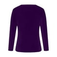 thumbnail image 3 of Velvet Tops for Women Dressy Casual V Neck Shirts Loose Fit Long Sleeve Vintage Velour Blouse Solid Color Holiday Party Outfits Purple L, 3 of 5