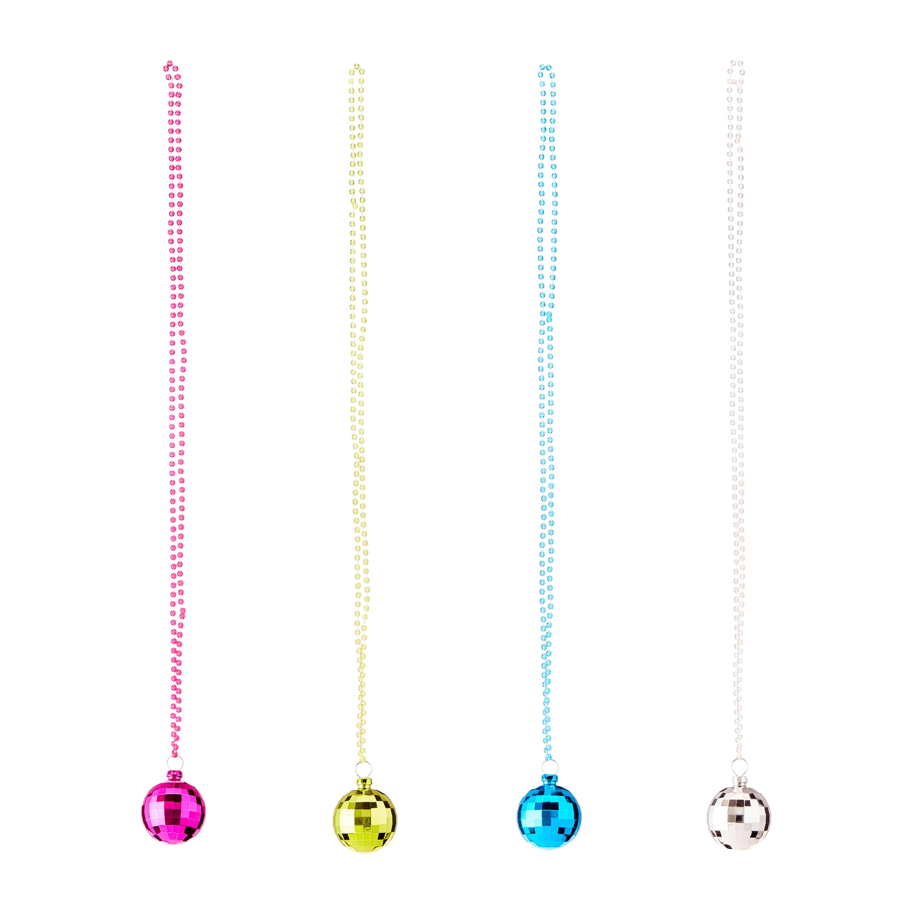Multicolor Glow-in-the-Dark Disco Ball Necklace Party Favors, 4 Count, by Way To Celebrate