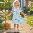 thumbnail image 2 of Ugoldhm Girls Casual Short Sleeve Summer Midi Dress - Crew Neck Flowy Sun Dresses, Size 3-12, 2 of 9