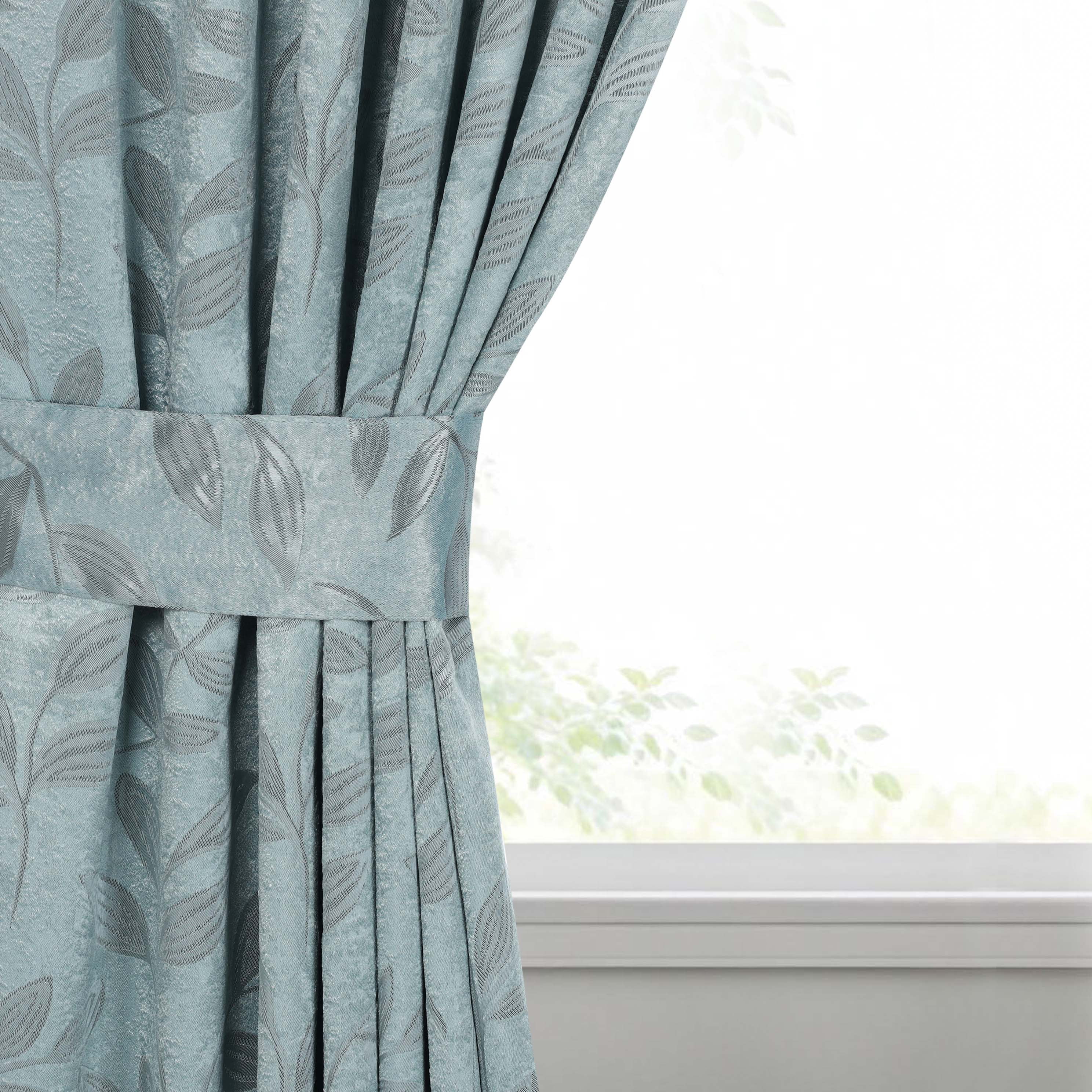 Superior Blackout Leaves Curtains Set of 2, Light Filtering Grommet Curtain Panel Set, Green Lily, 46"W x 63"L