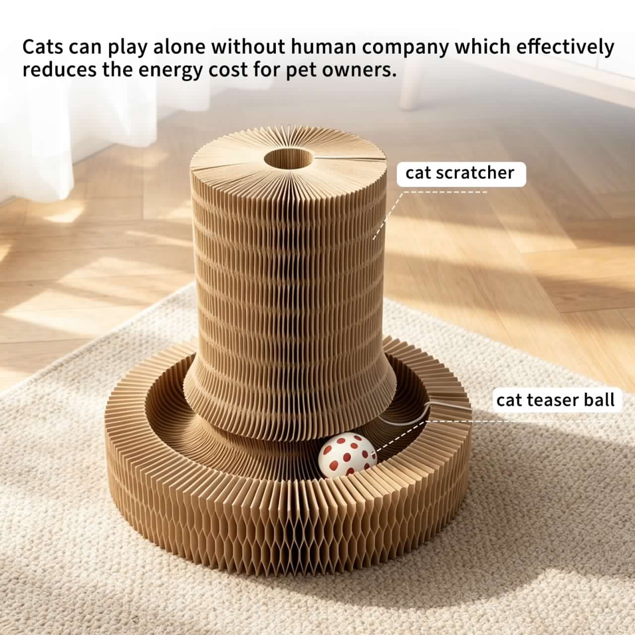 Interactive Toys for Indoor Cats, Magic Organ Cat Scratching Post, Cardboard Cat Scratcher Pad Ball Scratcher Board