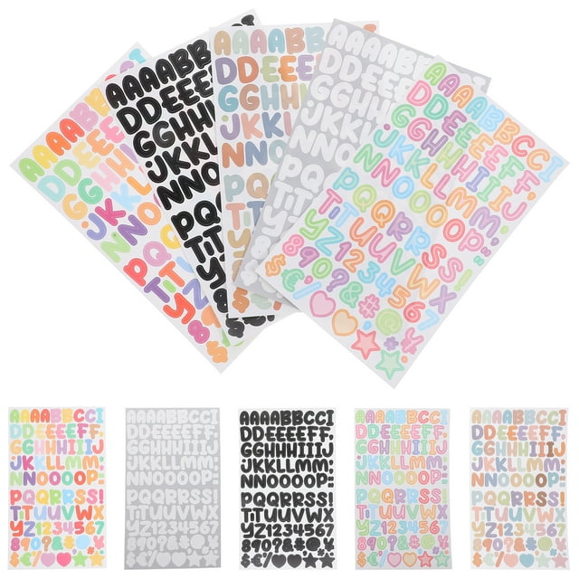 45 hojas de pegatinas de números de letras, pegatinas de números de alfabeto DIY, pegatinas de números de álbum de recortes
