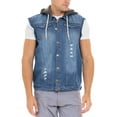 thumbnail image 2 of Skylinewears Men Denim Vest Biker Jean Vest With Hood Sleeveless Trucker Jean Jacket, 2 of 7