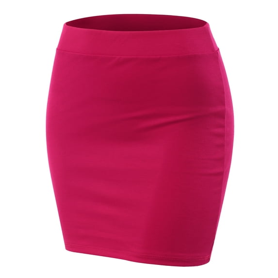 Doublju Women's Basic Simple Stretchy Tube Pencil Mini Skirt FUCHSIA 3XL Plus Size