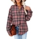 thumbnail image 3 of Camisa a cuadros para mujer, Camisa a cuadros con botones para mujer Camisa a cuadros de manga larga para mujer Blusa a cuadros para mujer Solución innovadora, 3 of 6