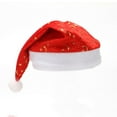 thumbnail image 6 of Single-Layer Red Velvet Christmas Hat with Foil Snowflake Print, Xmas Decorations, Holiday Party Wear Costume Accessory for Adults & Family, 6 of 6