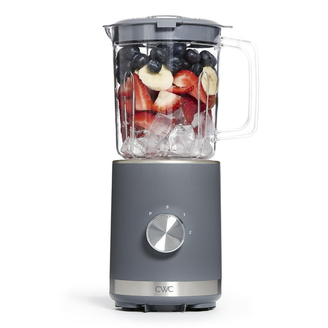 COCINA CON COLOR Licuadora de 300 vatios: Potente control de 2 velocidades con pulso, cuchillas de acero inoxidable de 4 puntas, jarra de 25 oz (750 ml) y patas antideslizantes, gris