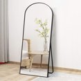 thumbnail image 3 of 71"x28" Aluminum Alloy Full-length Mirror Arch Decorative Mirror with Bracket Black, 3 of 8