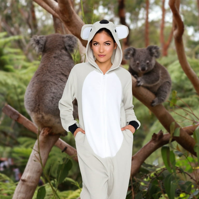 Koala Onesie in Velour for Girls - light grey, Girls