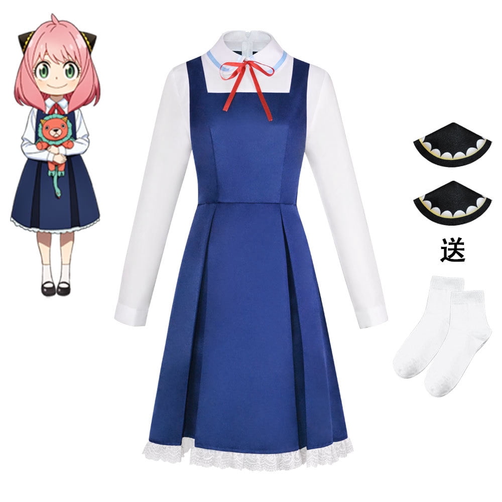 Anya Forger Cosplay vtido Anime Spy X Family Forger Anya Cosplay peluca vtido negro calcetin muñeca disfrac de Halloween para niñas y mujer - AliExprs 200000532