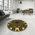 thumbnail image 3 of Ahgly Company Indoor Round Patterned Black Bean Brown Area Rugs, 8' Round, 3 of 6