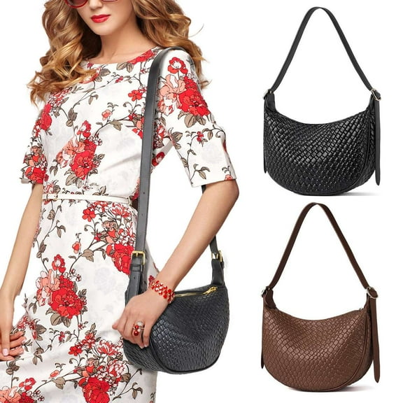Spencer Leather Hobo Bag for Women Retro Sling Crescent Bag Crossbody Shoulder Bag Casual Handbag Trendy Tote Purse, Black
