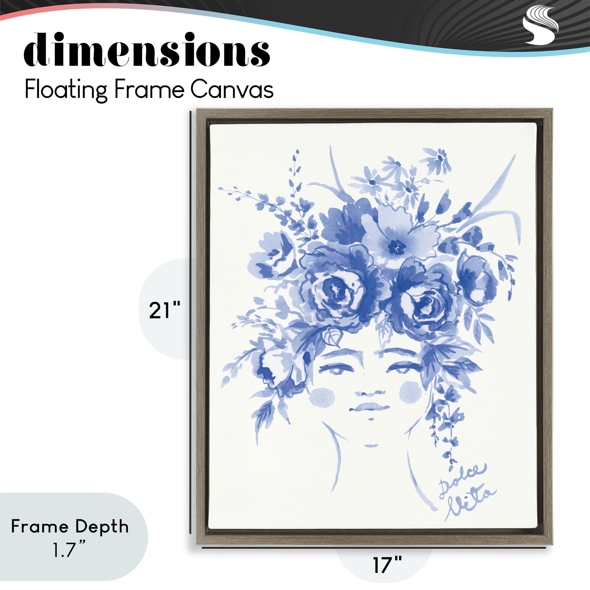 Stupell Industries Dolce Vita Woman with Roses Brown Framed Floater Canvas Wall Art, design by Karolina Sato