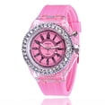 thumbnail image 1 of Children Students Sport Rhinestone LED Flashing Light up Color Changing White Silicone Jelly Watch, 1 of 8