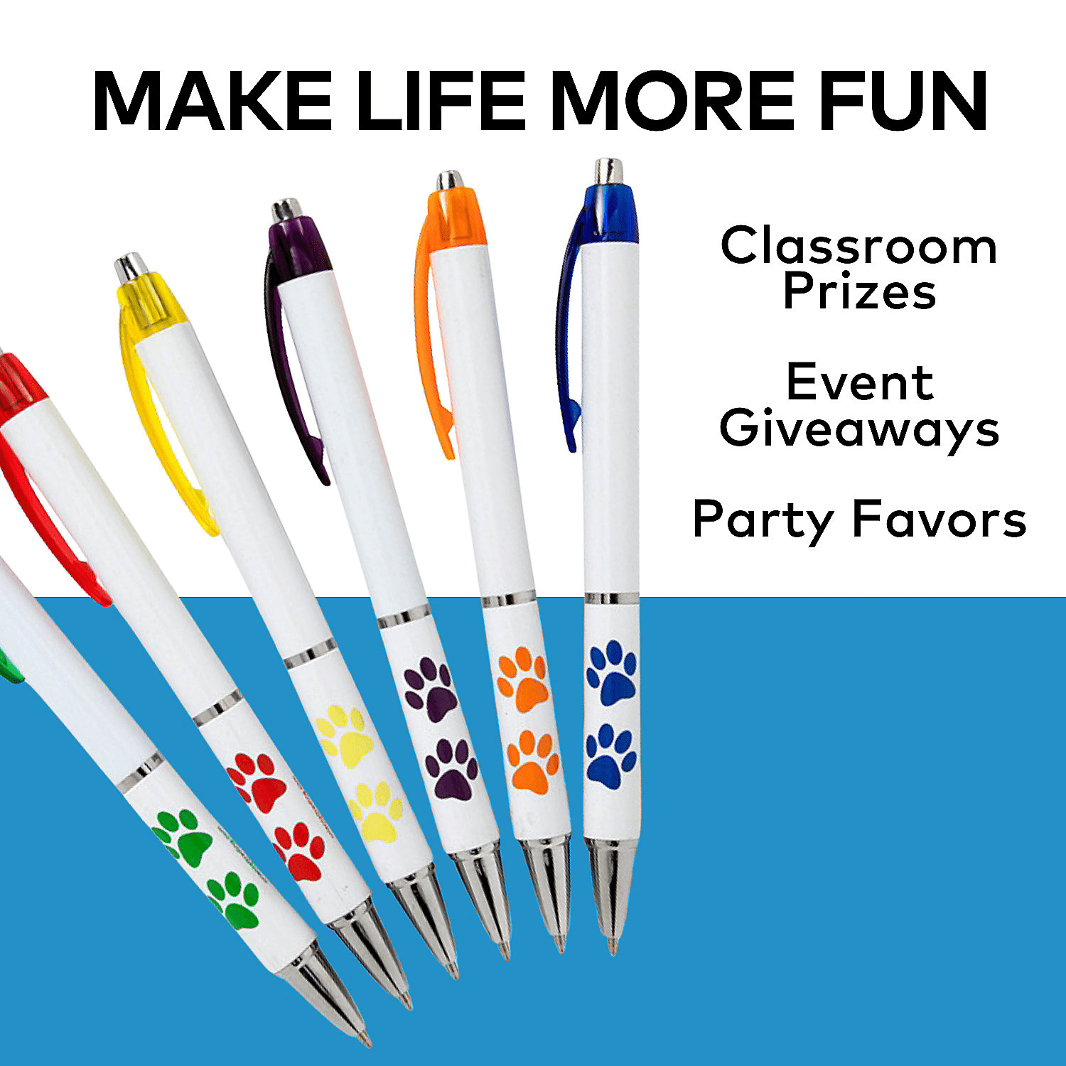 Paw Print Grip Pens - 24 Pieces