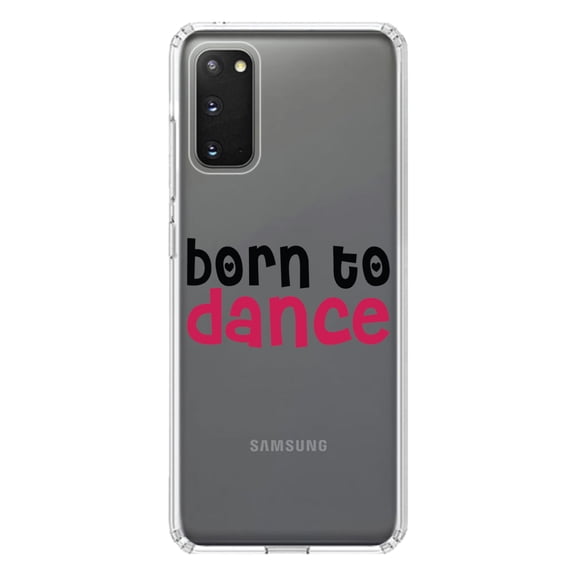 DistinctInk Clear Shockproof Hybrid Case for Galaxy S20 / S20 5G (6.2" Screen) - TPU Bumper Acrylic Back Tempered Glass Screen Protector - Born to Dance