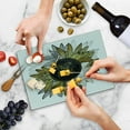 thumbnail image 5 of Enjoy the Little Things Cutting Board, Floral Bouquet with Inspirational Message Positivity, Decorative Tempered Glass Cutting and Serving Board, Small Size, Yellow Off White Black, by Ambesonne, 5 of 5