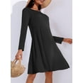 thumbnail image 4 of Fancyglim Women T-Shirt Dresses Casual Swing Beach Loose long Sleeve Dress Black L, 4 of 9