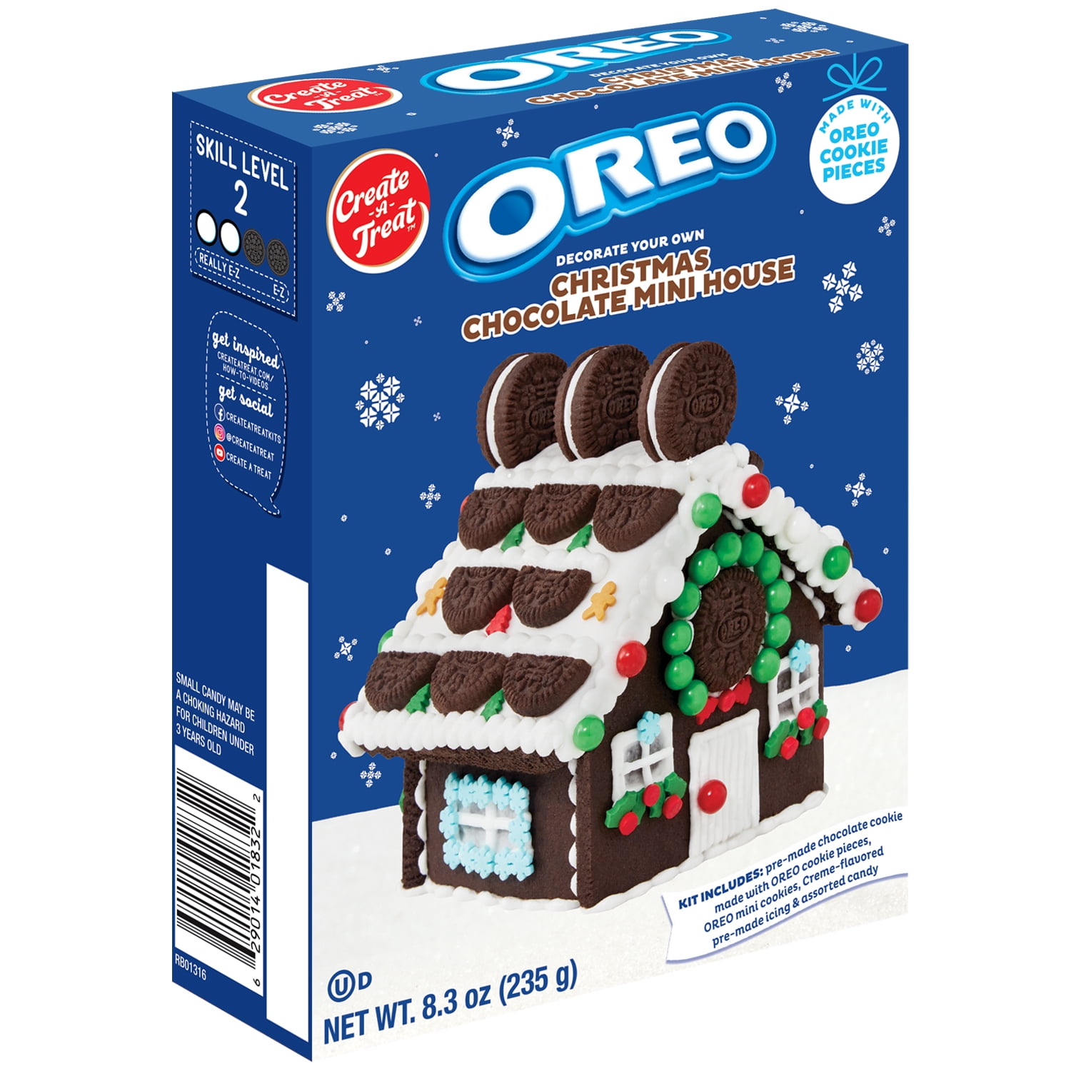 Holiday Oreo Chocolate Mini House Kit, Create A Treat Cookie Kit, 8.3