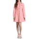 thumbnail image 2 of Vestido de mezclilla para mujer, con botones, cuello tipo polo, escote en V, manga larga, corte A, vestido de algodón de mezclilla, talla L, rosa oscuro, 2 of 6
