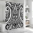 thumbnail image 6 of Polynesia Texture Bathroom Shower Curtains with 12 Hooks Polyester Waterproof Shower Curtain for Stalls and Bathtubs Vintage Floral Tribe Abstract Art Black Decorative Bathroom Curtain 36x72 Inches, 6 of 9