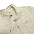 thumbnail image 7 of Yaoyar Men's Pure Color Double Pocket Cotton Linen Long Sleeve Lapel Shirt Casual Dailywear Cargo Shirts, 7 of 7