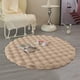 thumbnail image 1 of Alfombra redonda de terciopelo 40x40cm - Esterilla suave para salón, dormitorio, entrada • Decoración contemporánea en rosa, beige, gris y caqui, 1 of 6