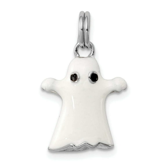 Sterling Silver White Enamel Ghost Charm and Necklaces