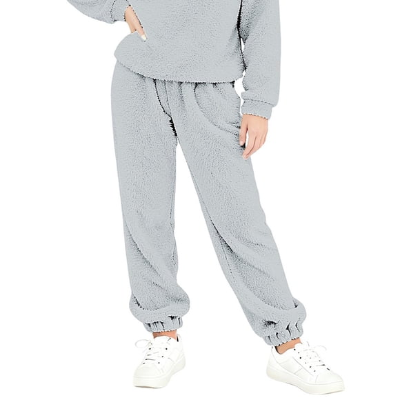 LIJCC Pantalon Grand pour Filles, Confortable, Moelleux, Doux, Ample, Thermique, en Polaire Douce, Pantalon de Détente en Peluche, Pantalon de Pyjama, Bas de Pyjama, Pantalon de Yoga Chaud pour l'Hiver