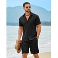 thumbnail image 3 of COOFANDY Men' 2 Piece Summer Outfits Short Sleeve Casual Beach Button Down Shirts and Shorts Vacation Cotton Sets, 3 of 6