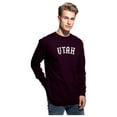 thumbnail image 2 of Daxton Retro Utah Arch Font Long Sleeves T Shirt Soft Medium Weight Cotton, Plum Tee White Font, 1XL, 2 of 2