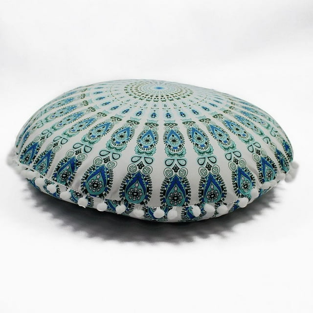 43CM Ronde Motif Taie d'Oreiller Bohème Housse de Coussin Coussin Coussins de Sol Couverture