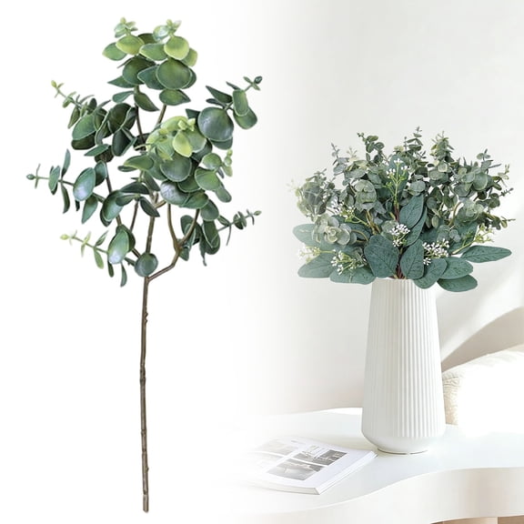 Artificial Eucalyptus Stems - 13.6" Real Touch Fake Branches Greenery for Wedding Centerpieces, Floral Arrangements, Vase and Home Table Decor, By Preplabs