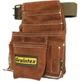 thumbnail image 3 of Graintex SS2976 10 Pocket Nail & Tool Pouch Brown Color Suede Leather with 2? Leather/Webbing Belt for Constructors, Electricians, Plumbers, Handymen, 3 of 8