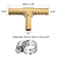 thumbnail image 2 of Uxcell 5/16x5/16x1/4 OD Barb Brass Tee Hose Pipe Fitting with Hose Clamps 1 Set, 2 of 5