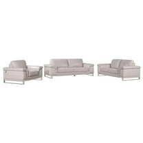 Titan Furnishings Genuine Italian Leather Upholstered Sofa Set in Gray