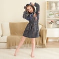 thumbnail image 3 of FORMRS Niños Bathrobe Unisex Hooded Robe Soft Plush Pajamas Sleepwear, Size 10-12T, Black Watercolor Space, 3 of 7