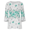 thumbnail image 4 of Ayolanni Women 3/4 Sleeve Graphic Tunic Tops Trendy 2023 Summer Casual v Neck Empire Waist t-Shirt Blouse, 4 of 5