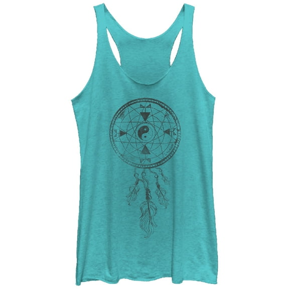 Women's Lost Gods Dream Catcher Yin Yang  Racerback Tank Top Tahiti Blue X Large