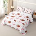 thumbnail image 3 of Feelyou Girly Football Twin Quilt Set for Girls, Pink Bow Rugby Twin Coverlet Set, 2pcs, 3 of 7