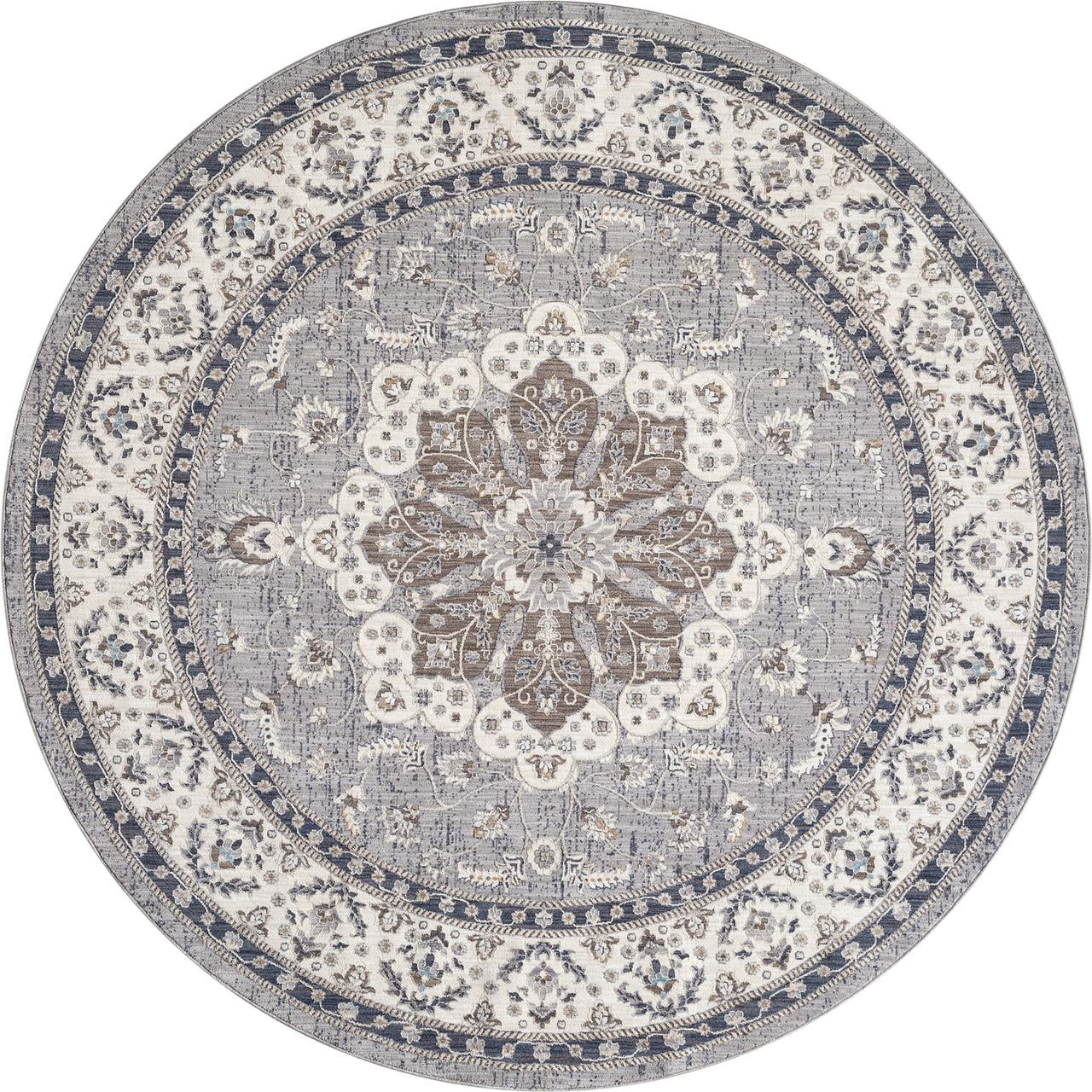 United Weavers Utopia Kerry Oriental Border Round Rug, Blue, 7'11" x 7'11"