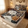 thumbnail image 3 of Erosebridal Tropical Blossom Zipper Full Size Comforter Sets with Fitted Sheet and 2 Pillowcases, Chic Floral Zipper Bedding Set, Black Reversible, Vintage Brown, Black Reversible, 3 of 7